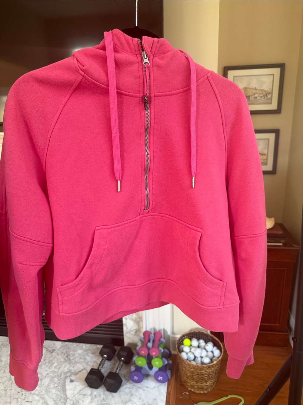 Pink Half-Zip Hoodie Sweatshirt